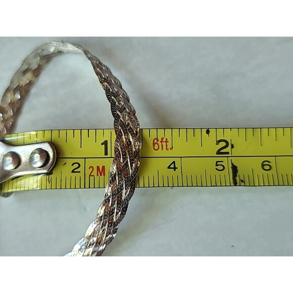 925 Sterling Silver Adjustable Woven Chain Bracelet Vintage - Picture 10 of 10